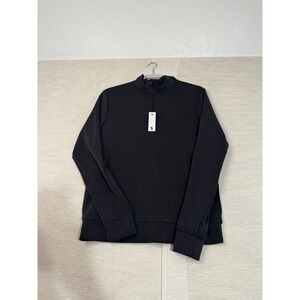 Member's Mark Mens Sandwash Quarter Zip Pullover Black Small Relaxed Fit NWT